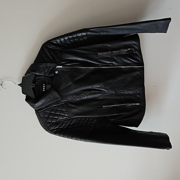 NWOT DKNY Moto Leather Jacket! - Picture 1 of 7